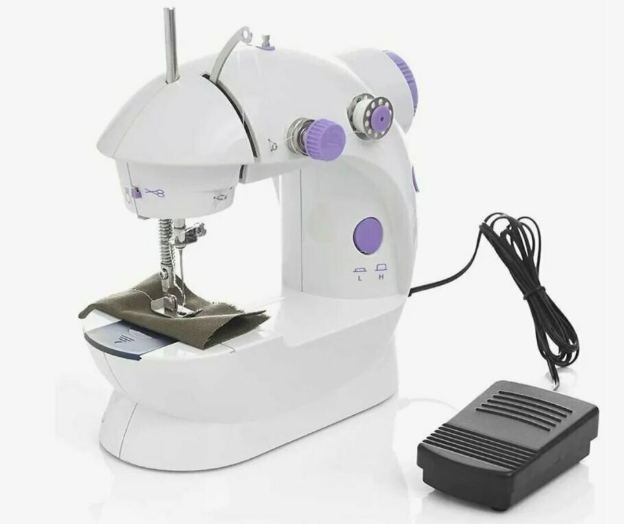 Швейная машинка, 1-операция, с педалью, с адаптером, на батарейках