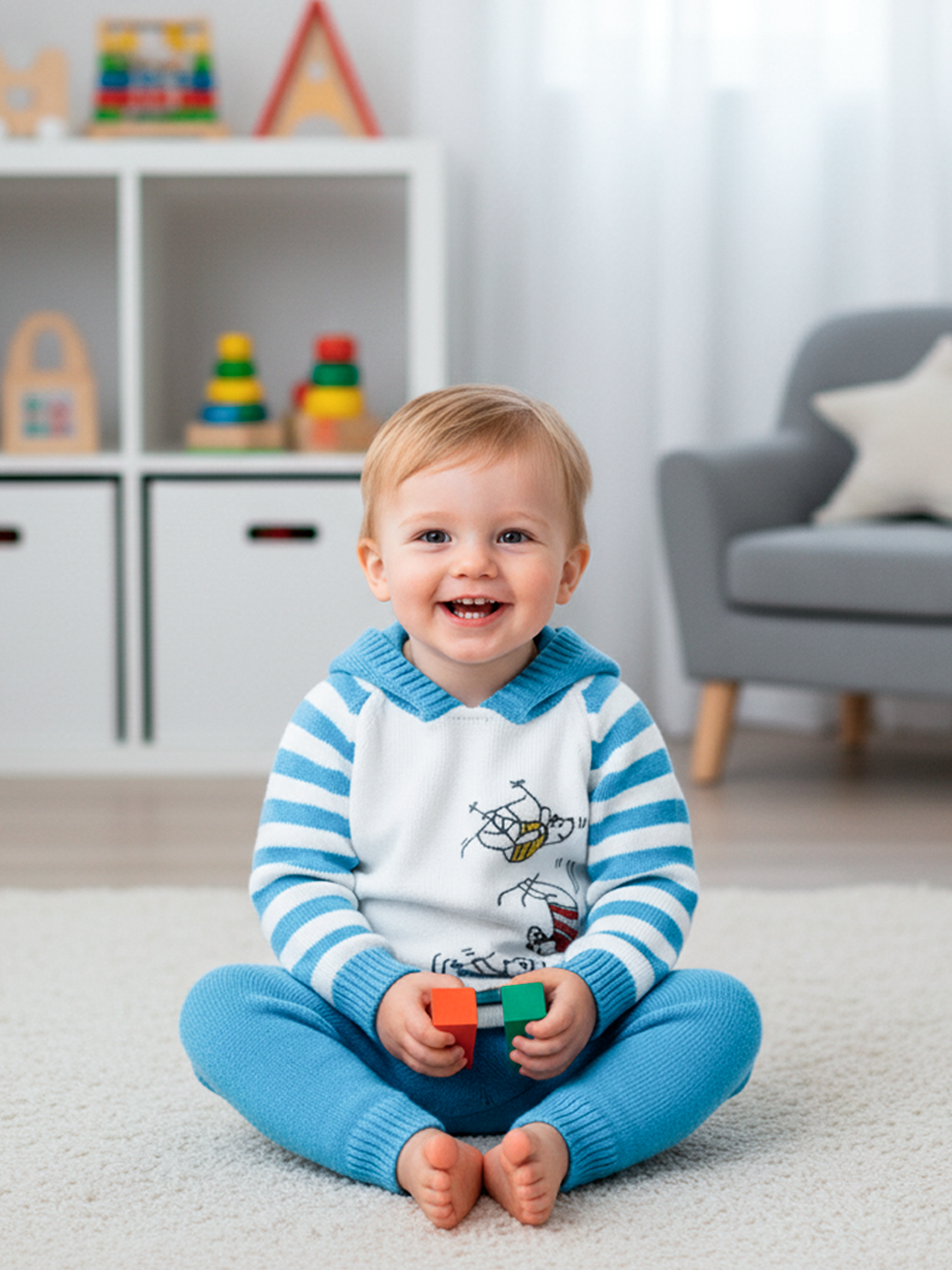 Комплект одежды Gunesh Line Textile, размер 1-3 года, голубой, — фото 1