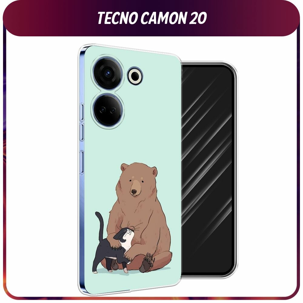 Чехол на Tecno Camon 20/20 Pro 4G / Текно Камон 20/20 Pro 4G с принтом "Медведь и кошка дружба"
