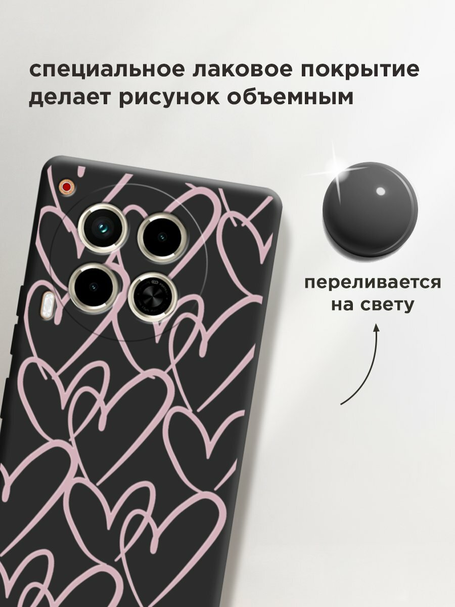 Чехол на Tecno Camon 30 4G/Tecno Camon 30 5G / Текно Камон 30 4G/Текно Камон 30 5G с принтом "Hearts doodle pink 1" — фото 1