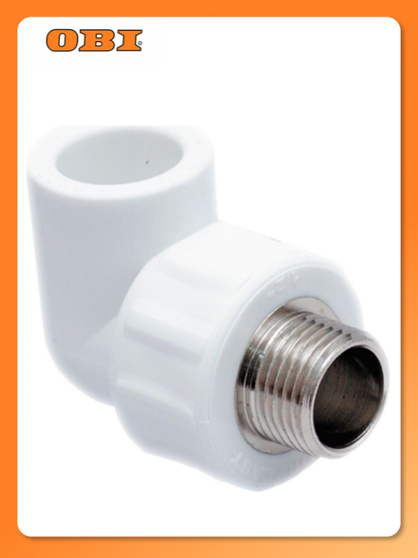 Угольник комбинированный PPR наружная резьба 32х1 белый RTP