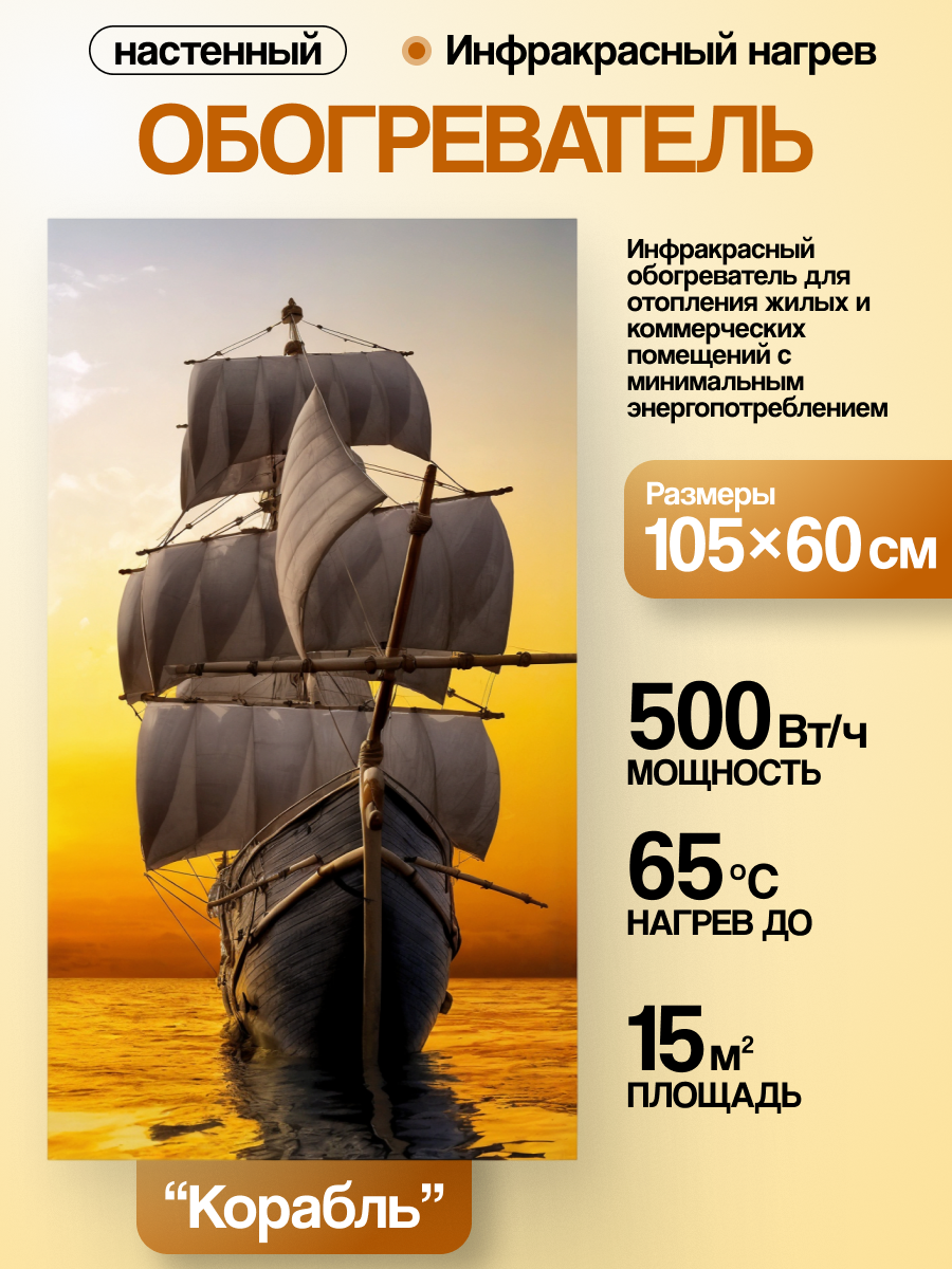 Электрообогреватель настенный Домашний очаг Корабль карбоновый