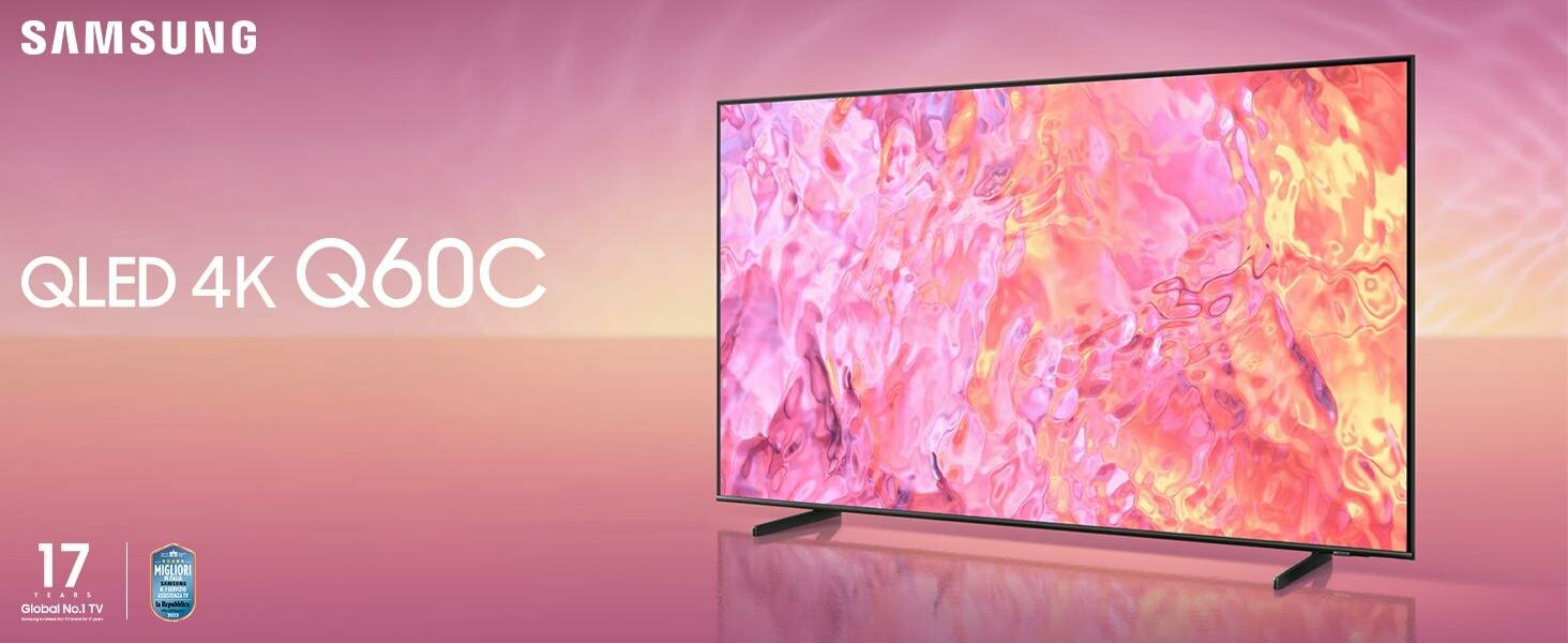 Телевизор Samsung QLED 55Q60C 4K UHD Smart TV, Кристально чистое изображение, голосовой пульт самозаряжающийся от света