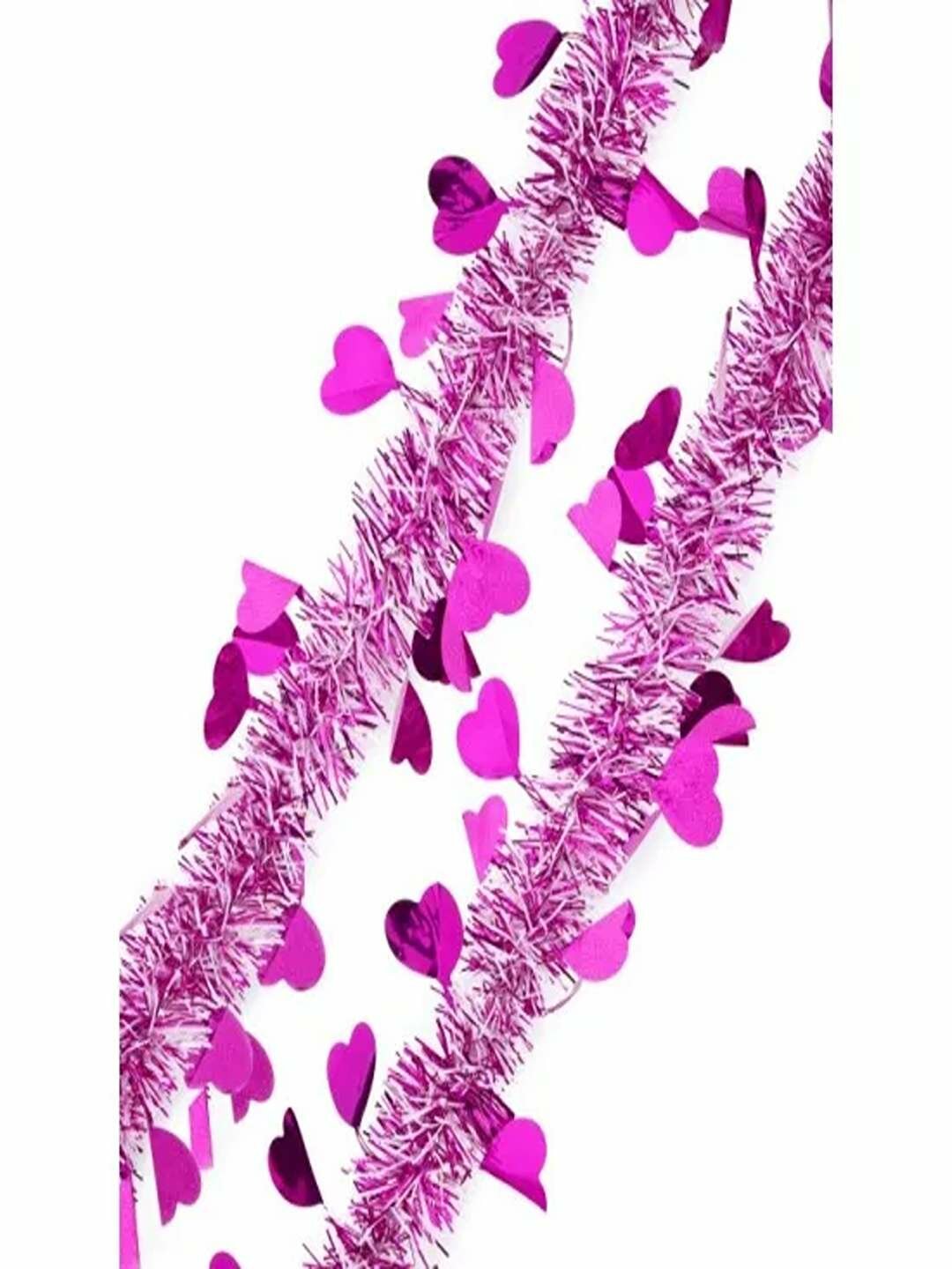 Мишура с сердечками «Праздничная любовь» розовая, 1,8 м для яркого декора.