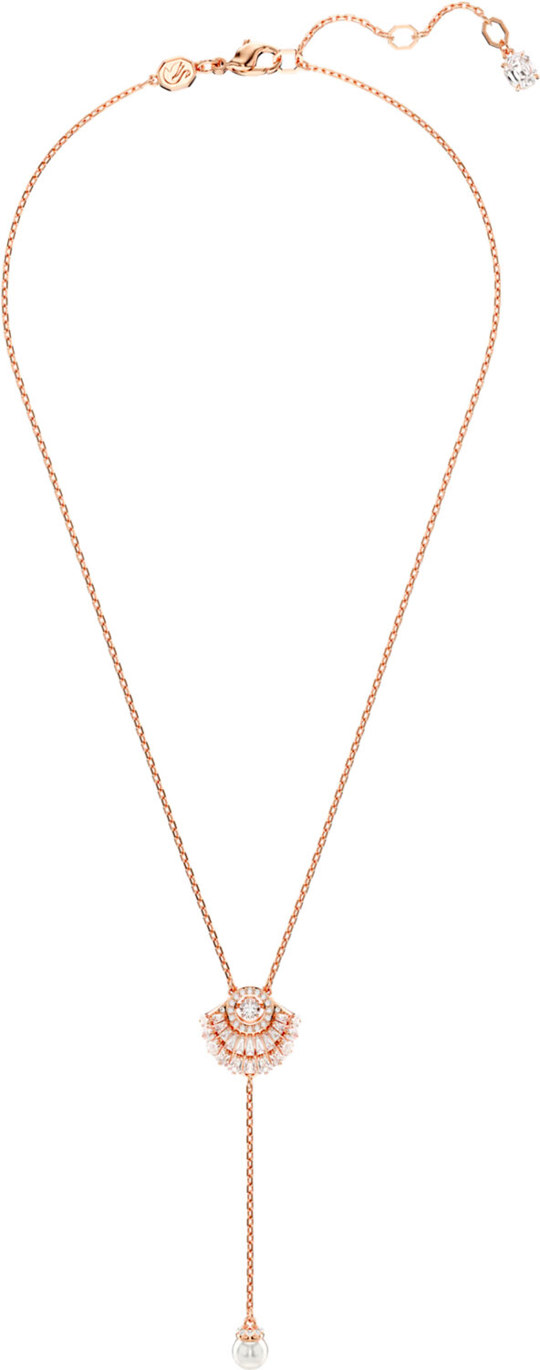 Колье SWAROVSKI, кристаллы Swarovski, жемчуг Swarovski синтетический, длина 45 см, бесцветный, золотой, белый — фото 1