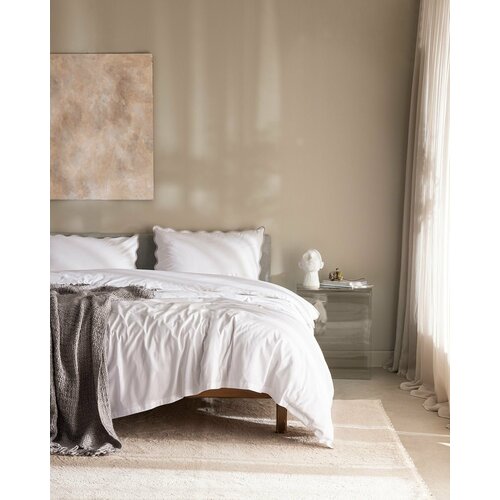 Постельное белье 2 спальное, евро. Пододеяльник 200х220 + 2 наволочки 50х70 + простынь 240х260. Цвет: Белый, Серый