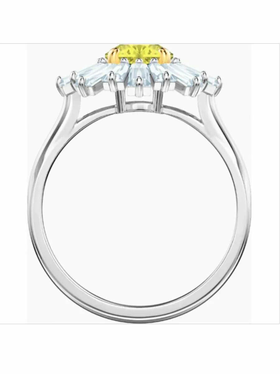 Кольцо помолвочное SWAROVSKI, кристаллы Swarovski, размер 16, белый, серебряный, желтый — фото 1