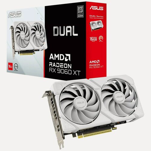 Изображение товара Видеокарта ASUS RX9060XT DUAL WHITE 16GB GDDR6 128bit 2xDP HDMI 2FAN RTL (DUAL-RX9060XT-16G-WHITE)