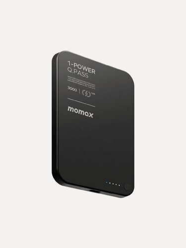 Изображение товара Беспроводной дополнительный аккумулятор (MagSafe) Momax 1-Power Q.Pass 3000 Ультратонкий Black