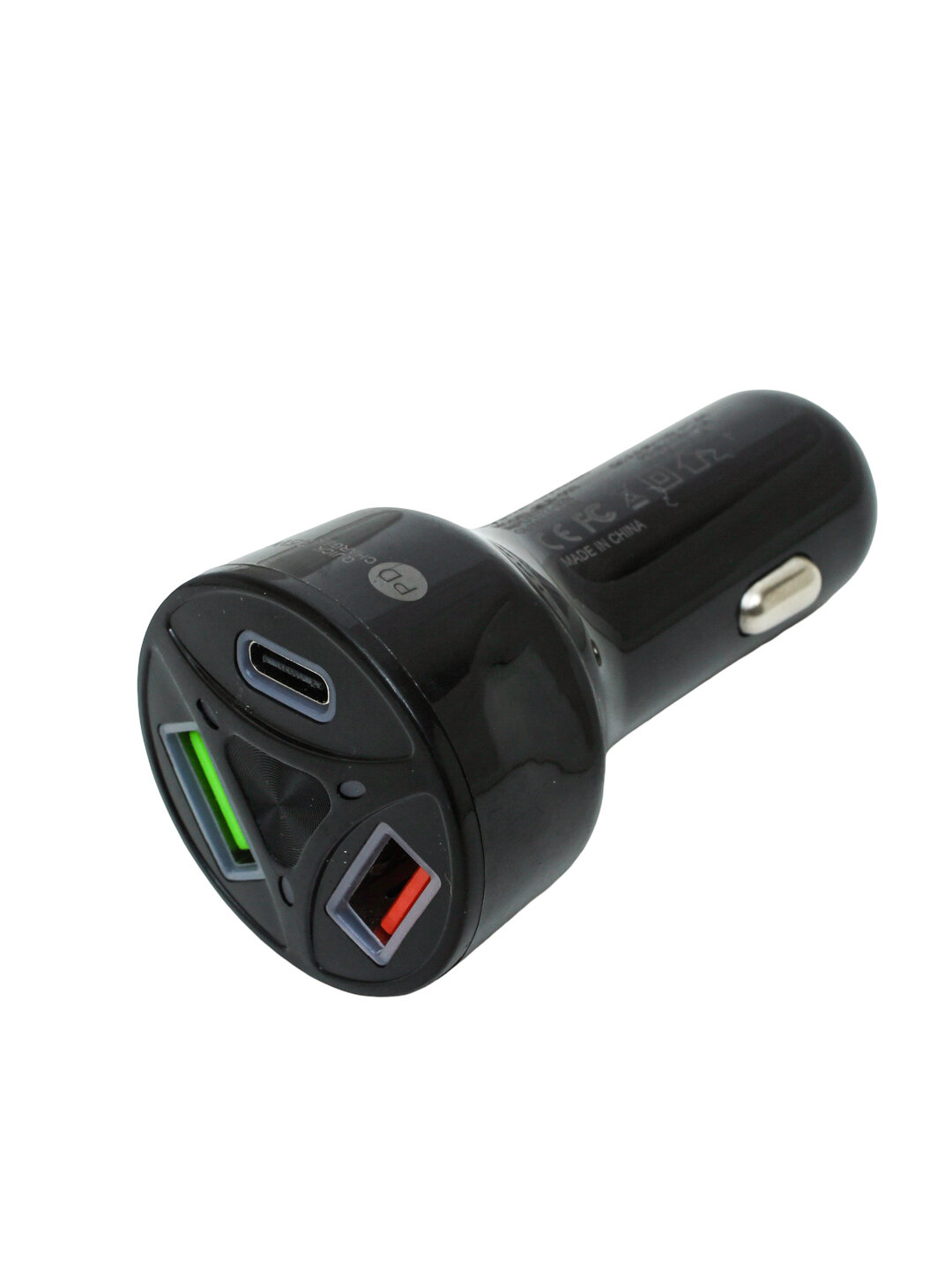 Зарядка в прикуриватель автомобиля, Type - C и USB - порт, с светодиодной подсветкой, 55 Вт.