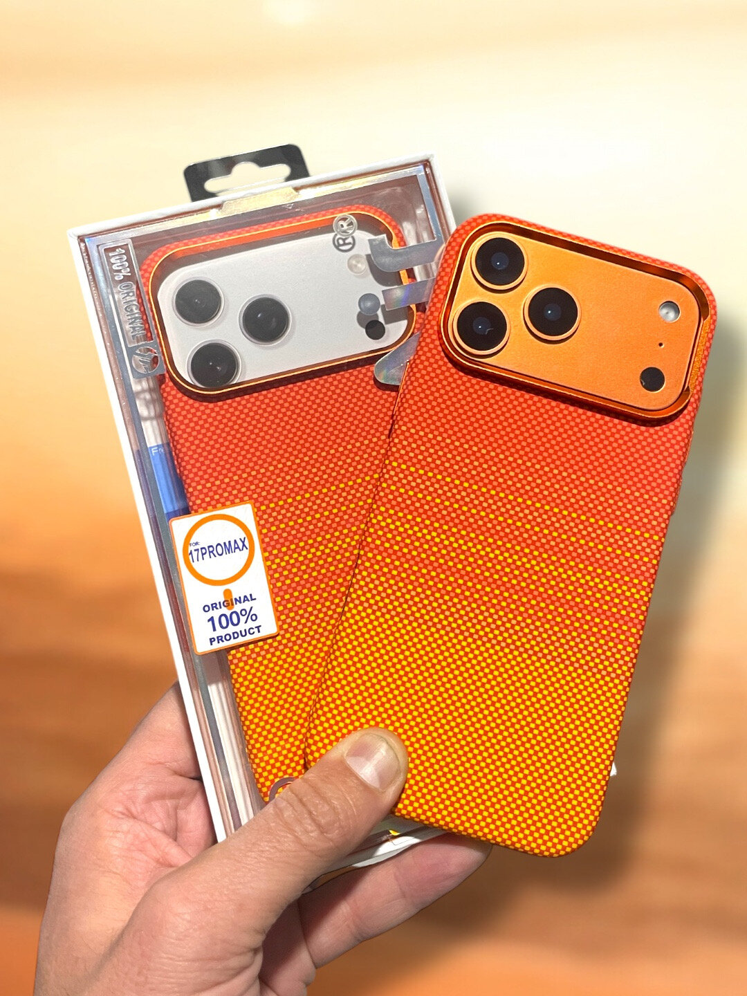 Защитный чехол для iPhone 17 Pro с текстурой ткани, противоударный корпус.