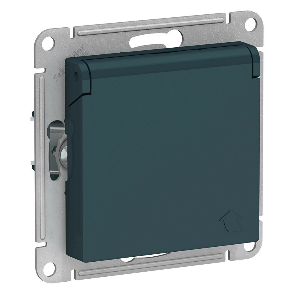 Розетка с заземлением, со шторками, с крышкой, 16А, IP20, изумруд Schneider Electric AtlasDesign (2 шт)