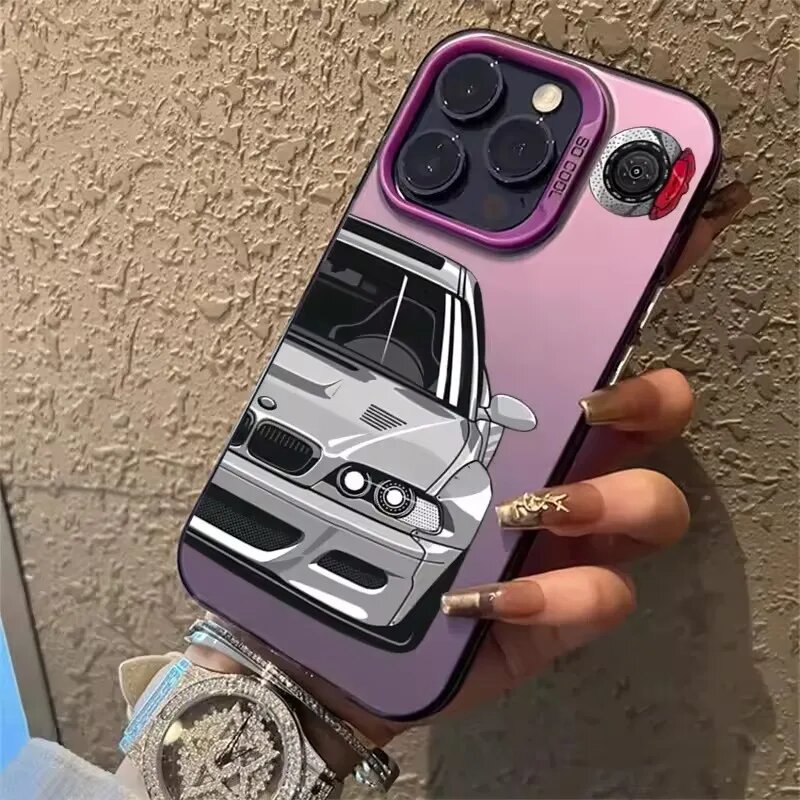 Чехол для iPhone 17 Pro Max, фиолетовый, с принтом BMW