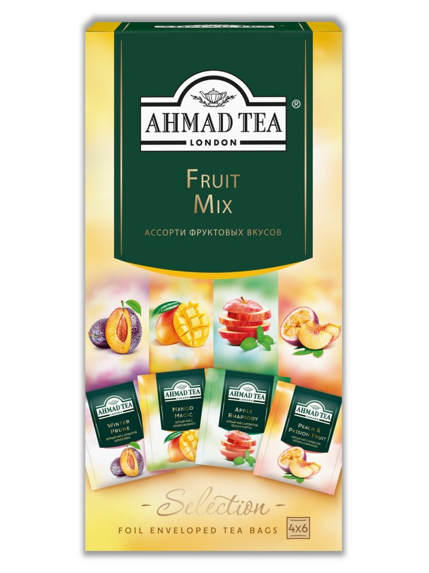 Чай ассорти Ahmad Tea Фруктовый Микс 4 вкуса 24 пакетика — фото 1