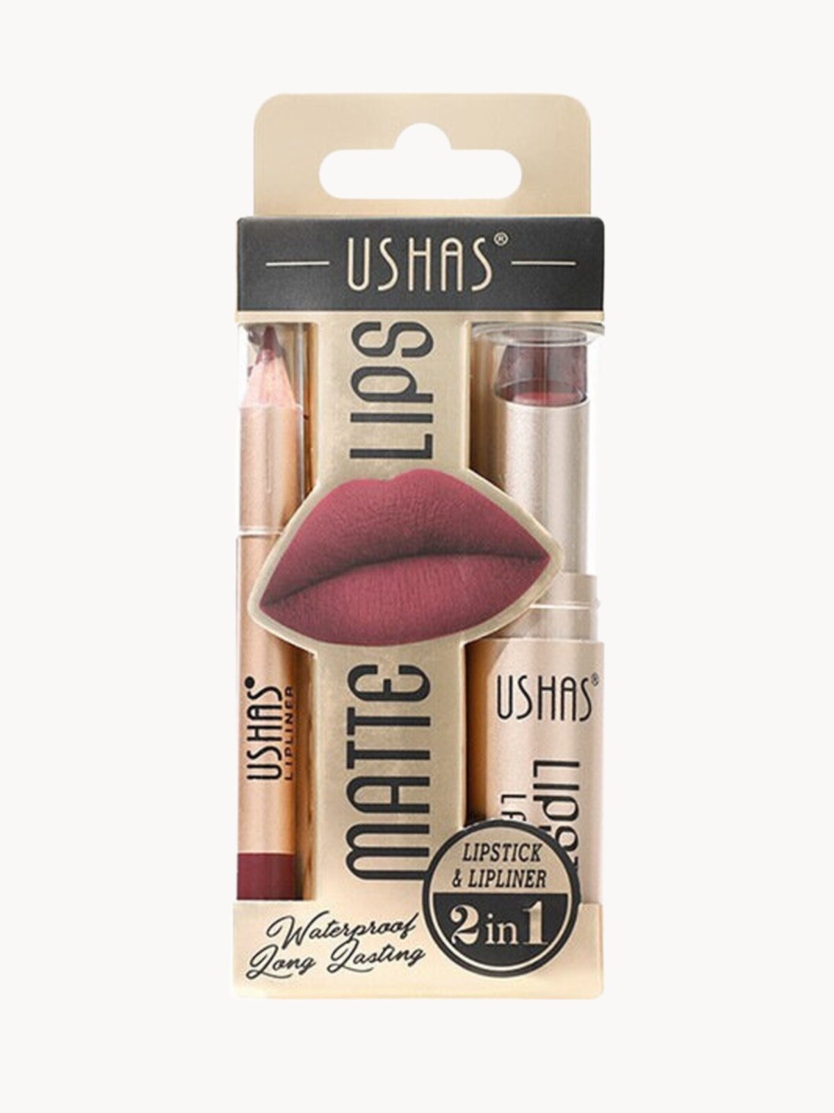 Набор "Помада и Карандаш USHAS", для губ, 2 в 1, стойкие, матовый финиш.
