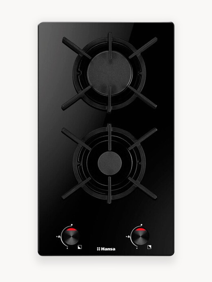 Газовая варочная поверхность Hansa BHKS330500, 2 конфорки, поворотные переключатели, черная