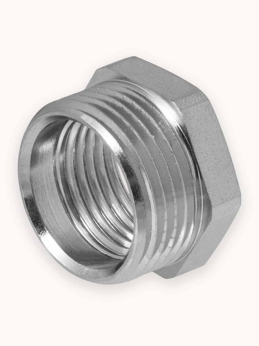 Футорка (переходник) латунная никелированная 3/4" х 1/2" н/в MPF