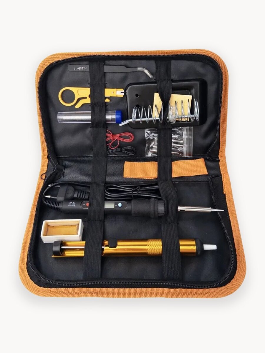 Паяльник электрический 80 Вт, Паяльный набор, Керамический нагреватель, 16 предметов