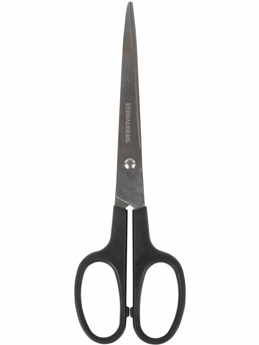 Ножницы канцелярские универсальные для бумаги и картона Brauberg "Standard" классическая форма 180 мм черные 237096