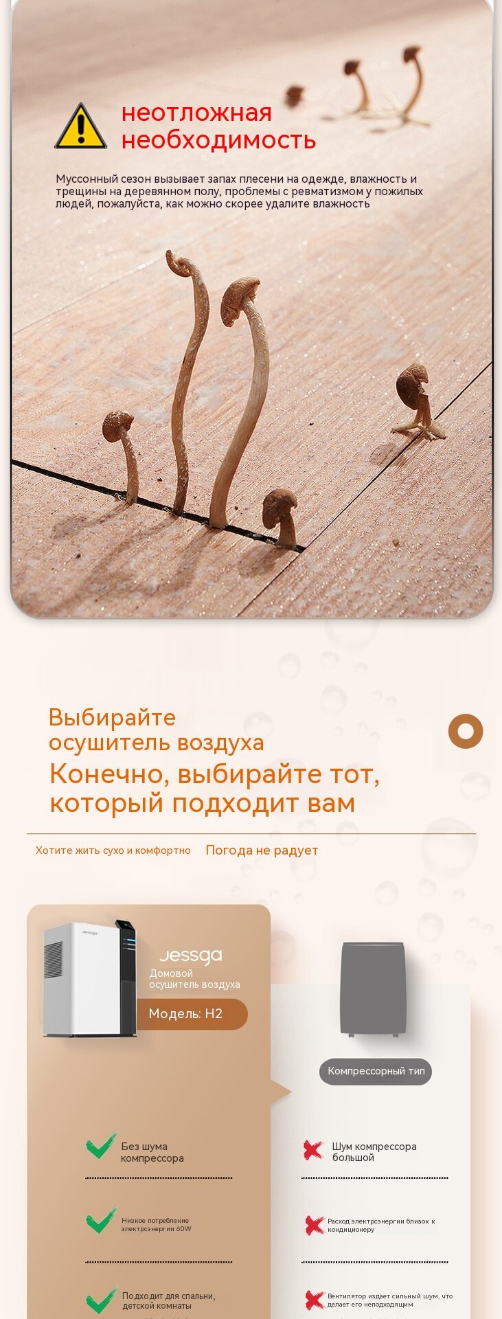 Осушители Воздуха Xiaomi Климатическая техника Двухъядерный осушитель воздуха 2.5л бесшумный (30дБ) с ионизацией