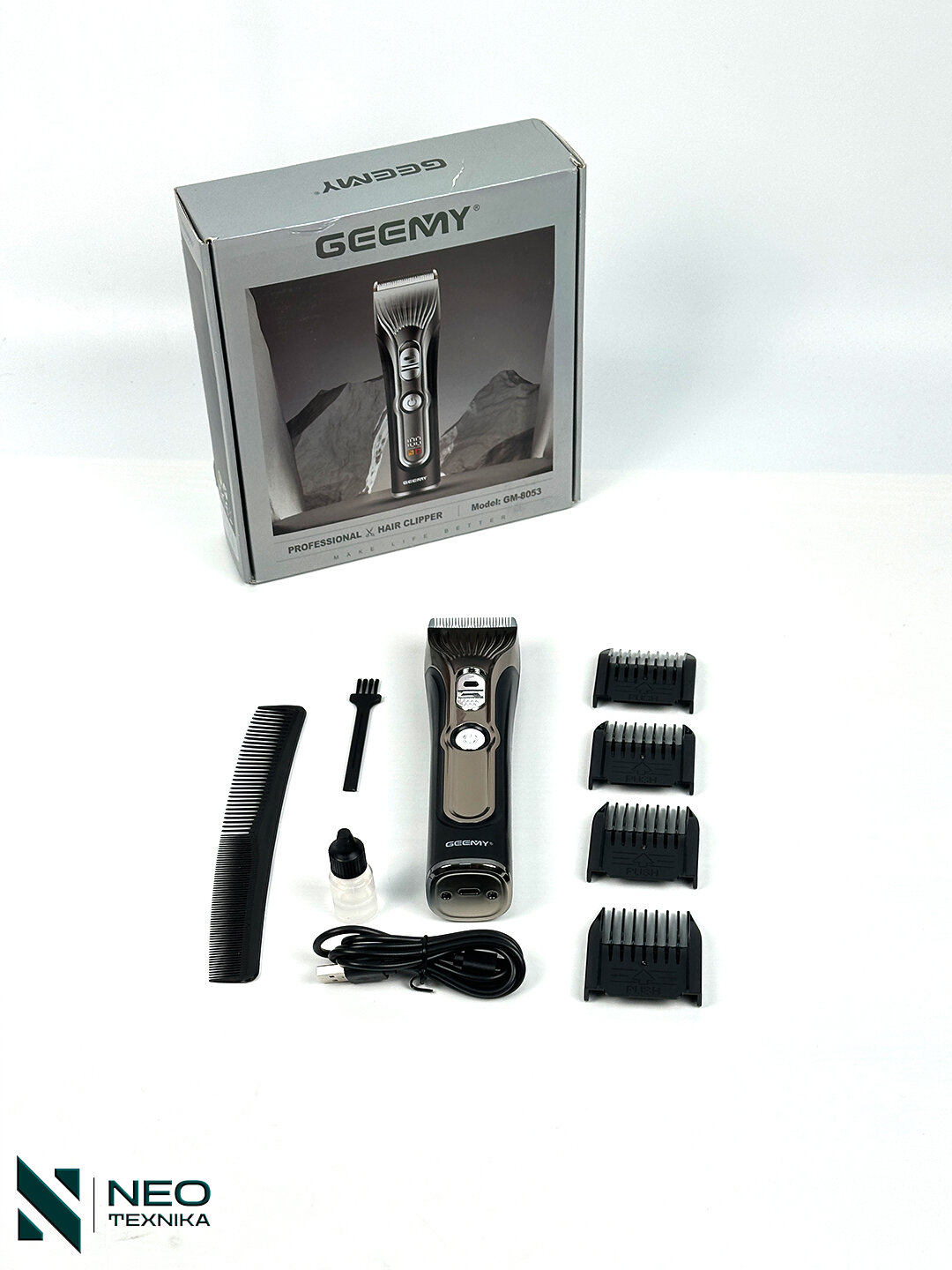 Машинка для стрижки Geemy, GM-8053, AA, 1.5 м, быстрая зарядка, нержавеющая сталь