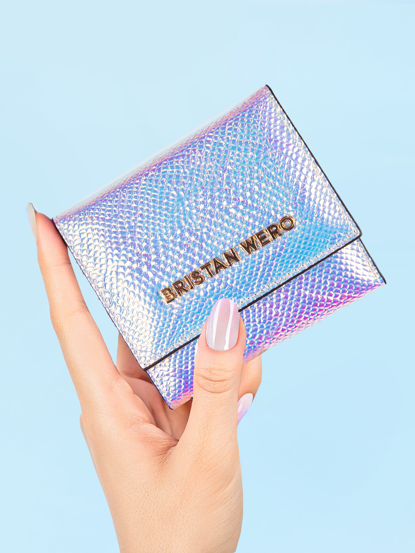 Кошелек Bristan Wero  фактура гладкая  серебряный