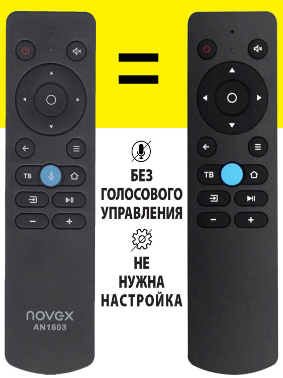 Заменяющий Пульт Novex AN-1603. Аналог без звукового ассистента. С комплектом батареек.
