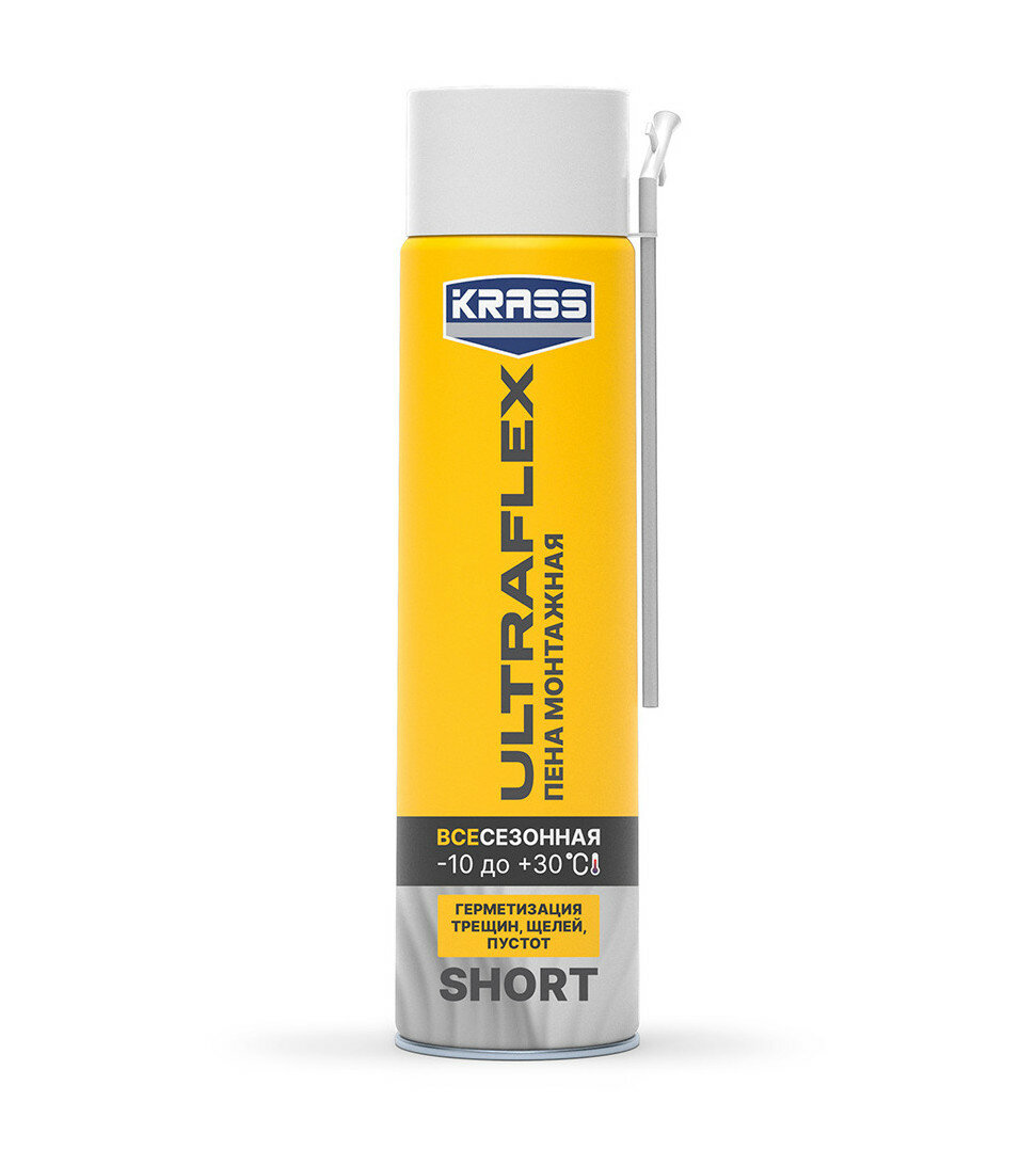 Монтажная пена Krass Ultrafix Short профессиональная всесезонная 0.5 л