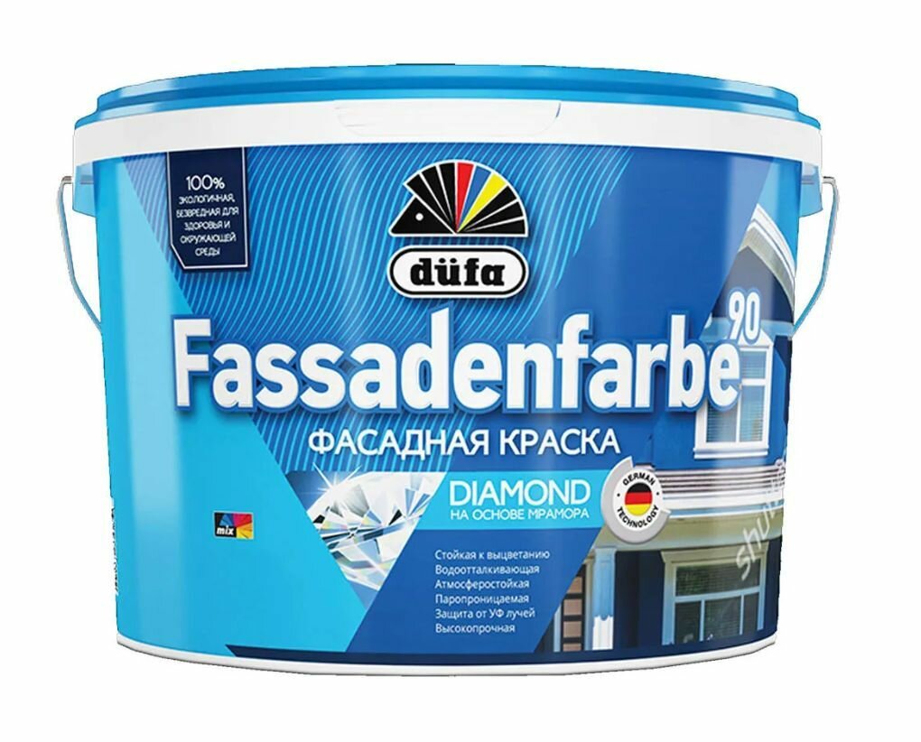 Краска фасадная Dufa Fassadenfarbe RD90 акриловая база 1 белая 9 л