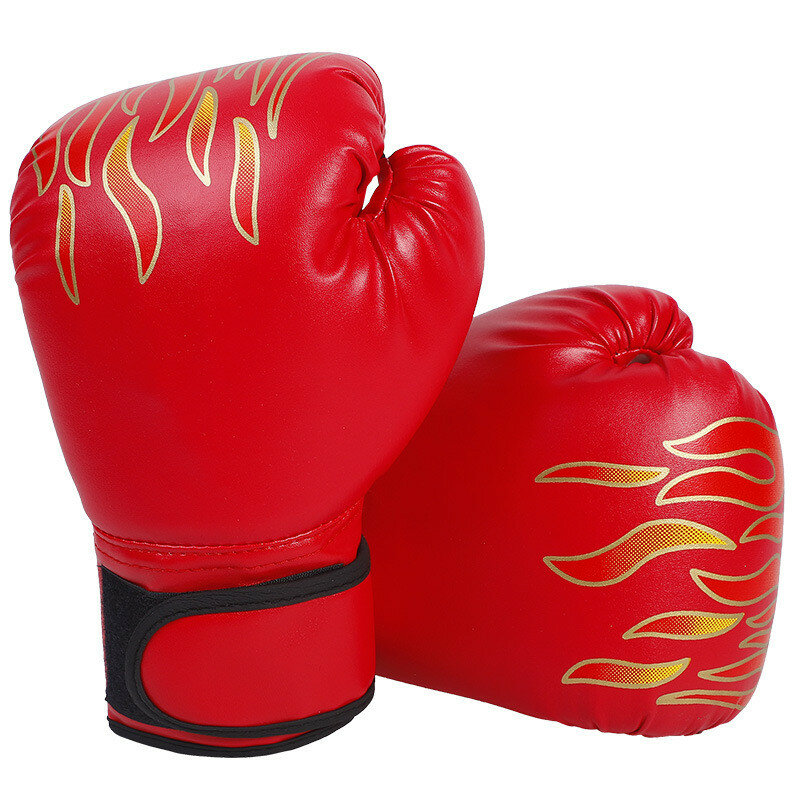 Kids boxing gloves tiger flame print pu cover for children and youth with comfortable fit for fitness and training red flame 22x15cm