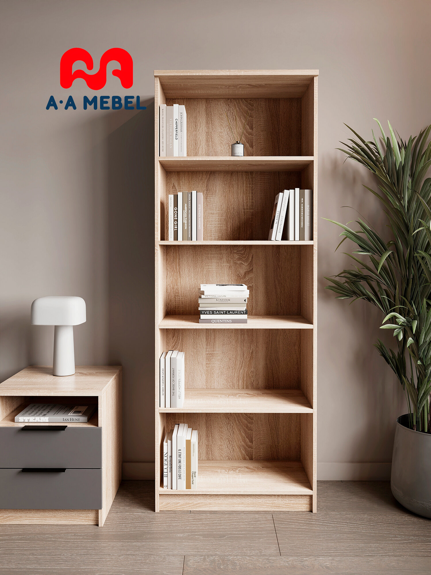 Стеллаж A-A MEBEL оксфорд для книг документов 68x35x185см