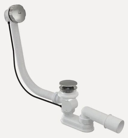 Изображение товара Слив-перелив для ванны AlcaPlast A55КM 52 мм, полуавтомат, хром, с сифоном