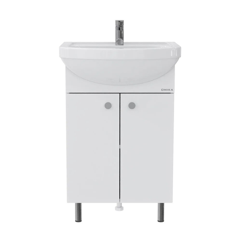 Тумба с раковиной Onika Крит 52 10 напольная  52 см  из фарфора  белая  полукруглая  в современном стиле
