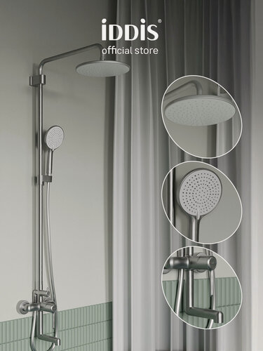 Изображение товара Душевая система IDDIS Эйгер (Aiger) AIGBC3Fi06 с тропическим душем и изливом хром матовый