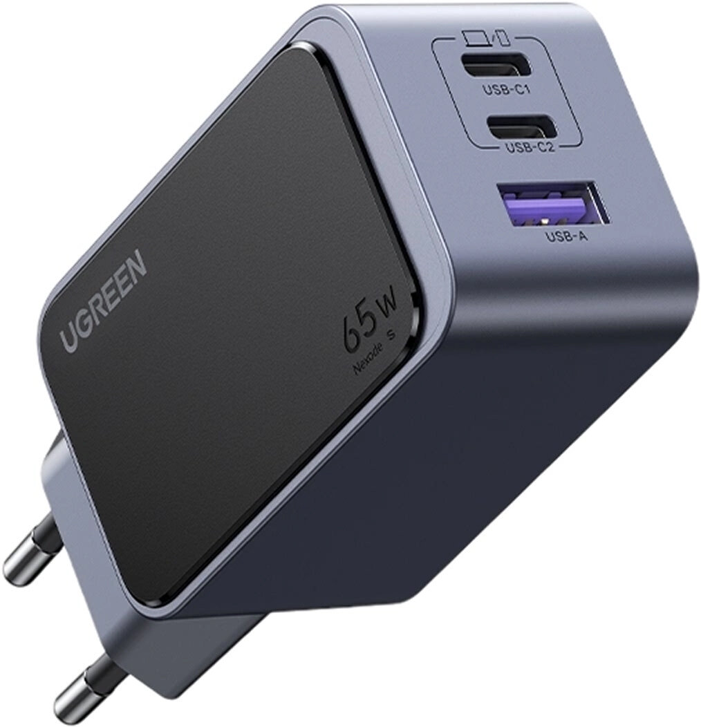 Сетевое зарядное устройство UGREEN X553 Nexode S без кабеля GaN 65W USB-A+2*USB-C серый