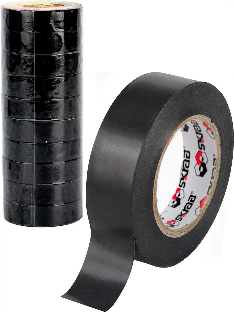 Изолента черная ПВХ 15 мм х 10 м 10 шт.