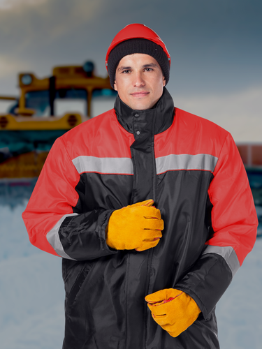 Изображение товара Куртка утепленная "Рекорд" черная с красной. Размер:120-124. Рост:170-176