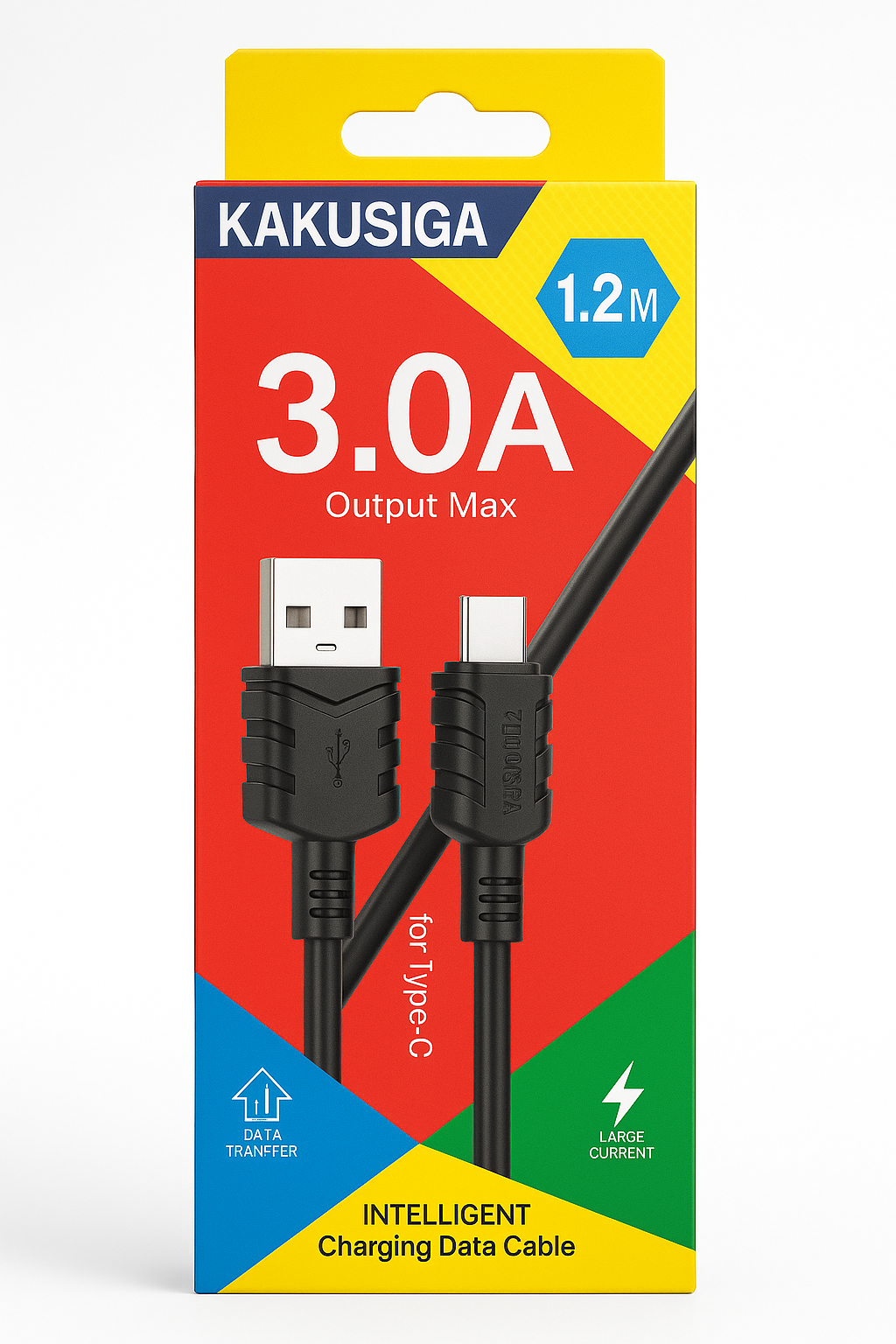 Черный кабель Kakusiga 3.0A Type-C – кабель для быстрой зарядки и передачи данных, 1,2 метра