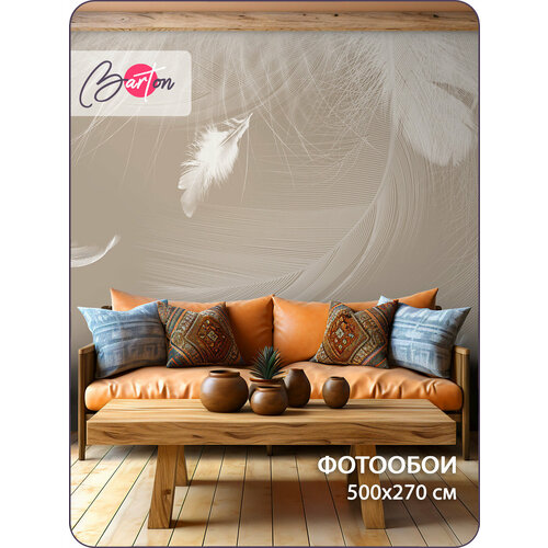 фото Фотообои на стену флизелиновые 3d перья 500х270 см bartonwall m041-b barton wallpapers