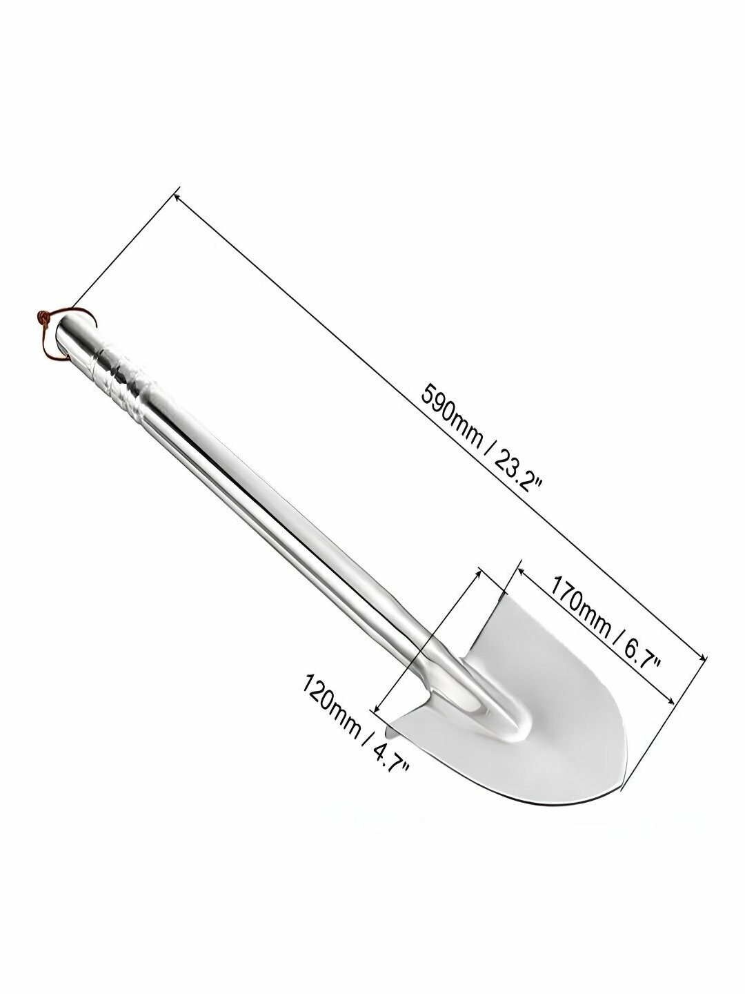 Лопата из нержавеющей стали для сада, кемпинга и рыбалки - Серебряный