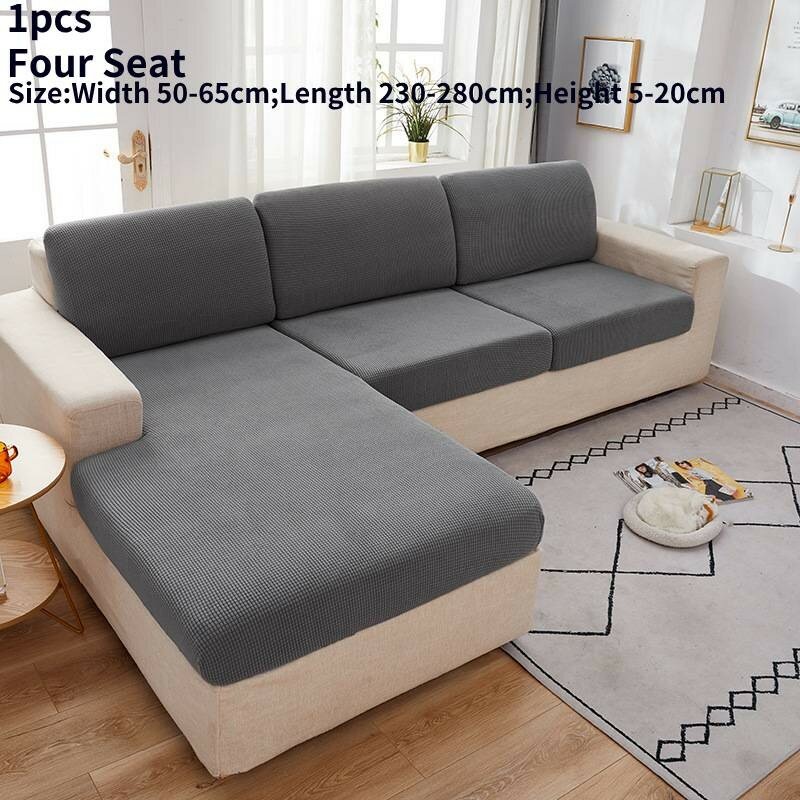 Чехол для дивана polyester solid color light gray четырехместный устойчивый к пятнам защита от пыли удобная растяжка