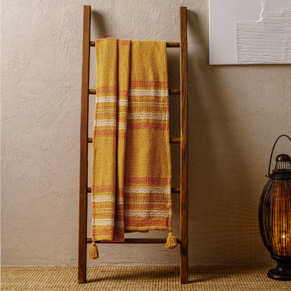 Плед жаккардовый двусторонний 130х170 см Desert цвет желтый