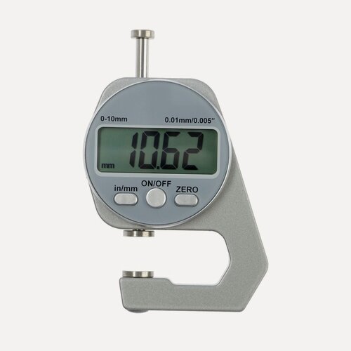 Изображение товара Толщиномер электронный тундра, металлический, диапазон 0-10 мм, точность 0.01 мм