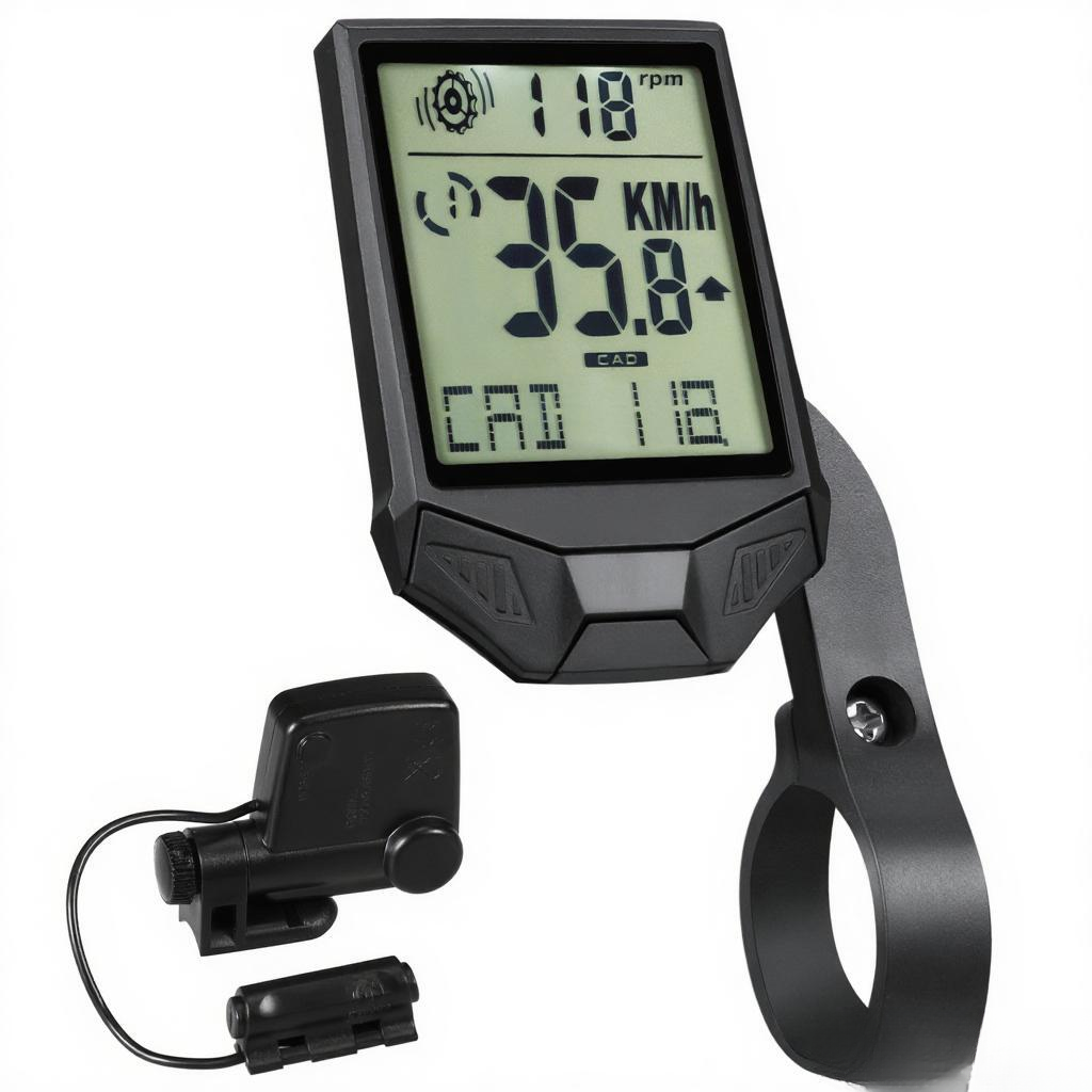 Велокомпьютер беспроводной с каденсом мультифункциональный водонепроницаемый IP65 с подсветкой LCD цвет белый/черный (выбор) материал ABS размер 75*50мм батарейки 2*210mAh CR2032 в комплекте