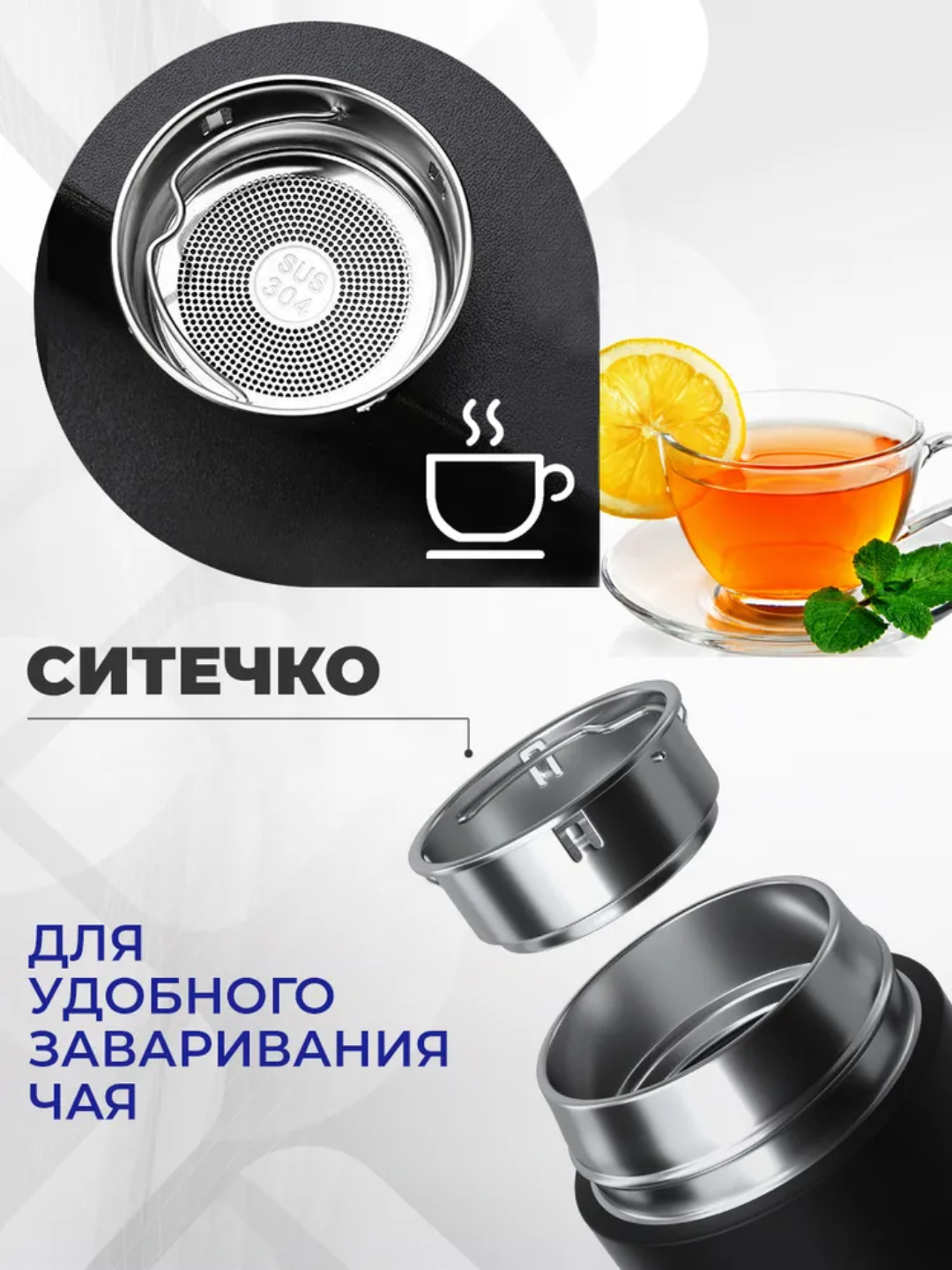 Термос с датчиком температуры, термокружка с индикатором градуса, 500 мл — фото 1