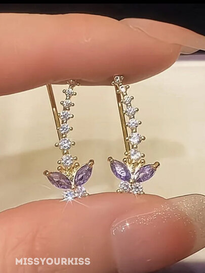 Серьги , лавандовый — фото 1