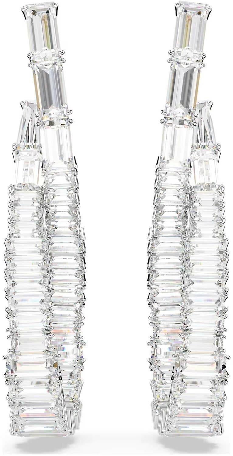 Серьги с подвесками SWAROVSKI, кристаллы Swarovski, размер 43 мм, серебряный, белый — фото 1