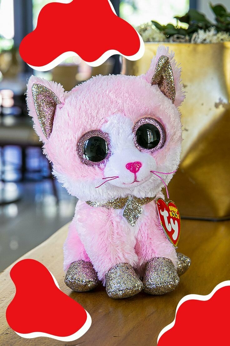 Плюшевая розовая кошечка с золотыми ушками – Ограниченная Премиум коллекция, волшебное очарование 30 CM