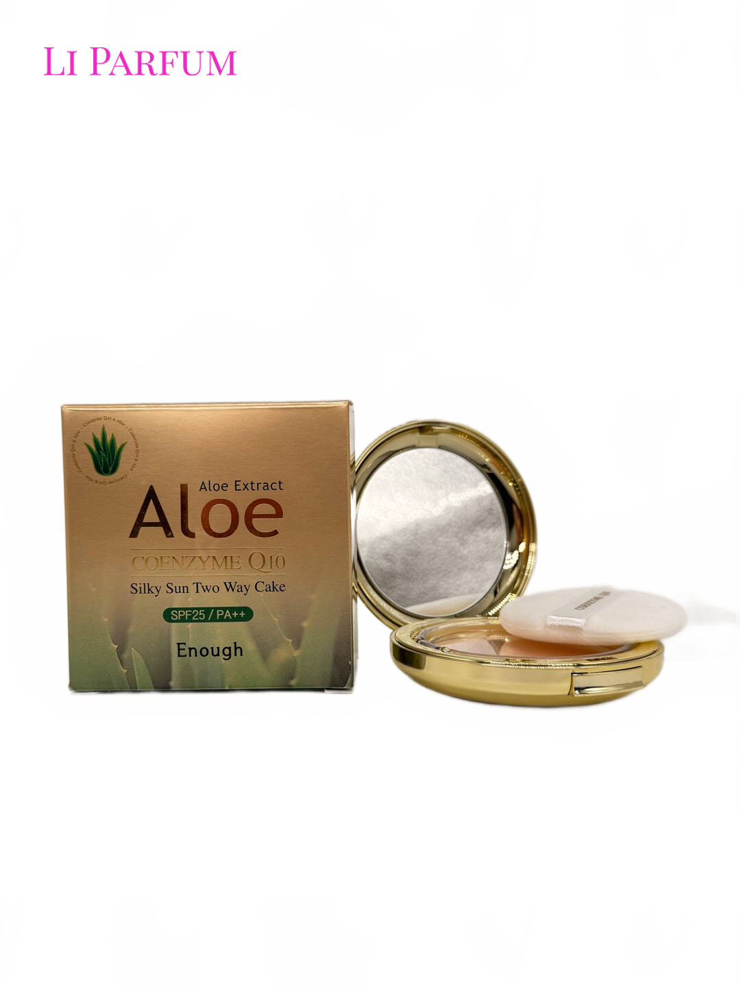 Матирующая пудра Enough Aloe Extract Q10 SPF25/PA++ тон 21, компактная, с зеркалом и спонжем, 13г+рефил 13г — фото 1