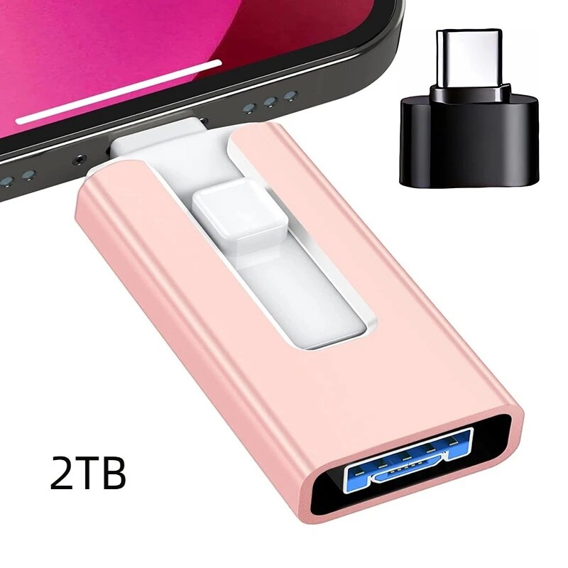 4в1 OTG Флешка 512 ГБ для iPhone USB 3.0 Pink 2TB